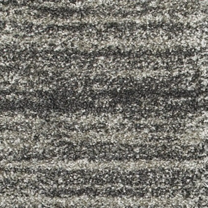 8' Black and Gray Geometric Shag Power Loom Runner Rug Photo 3