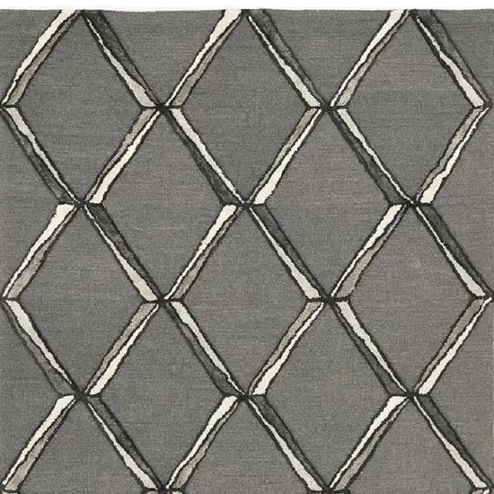 Gray And Ivory Wool Geometric Hand Tufted Area Rug Photo 3