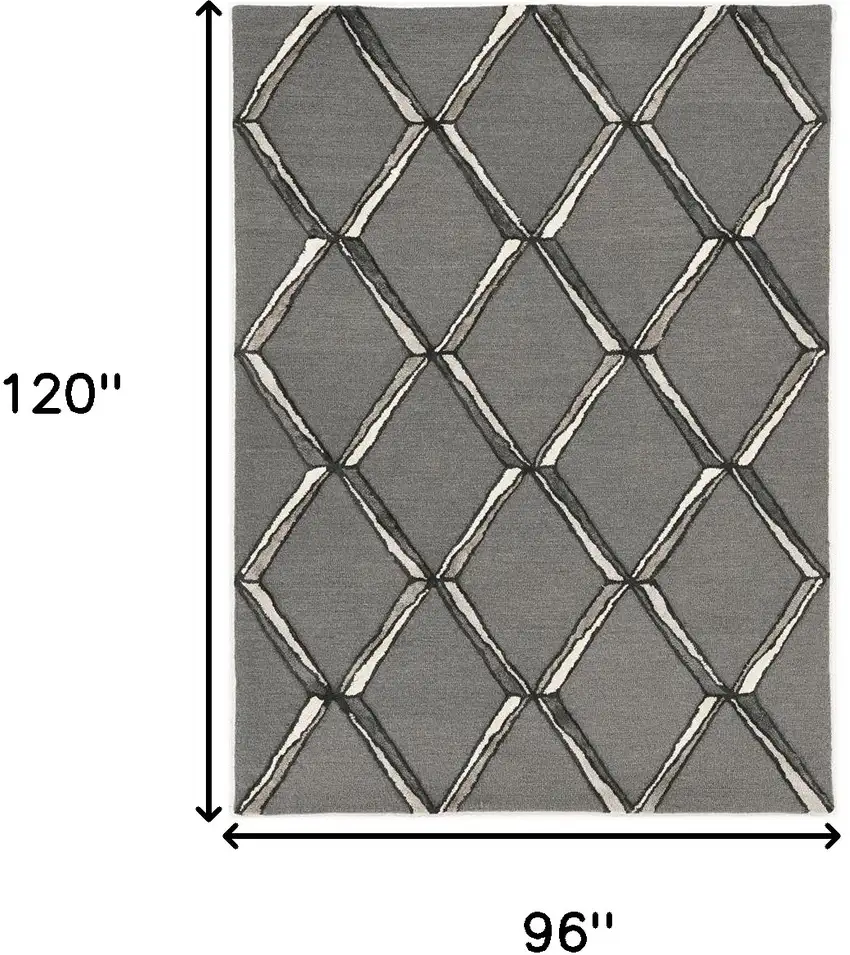 Gray Wool Geometric Hand Tufted Area Rug Photo 3