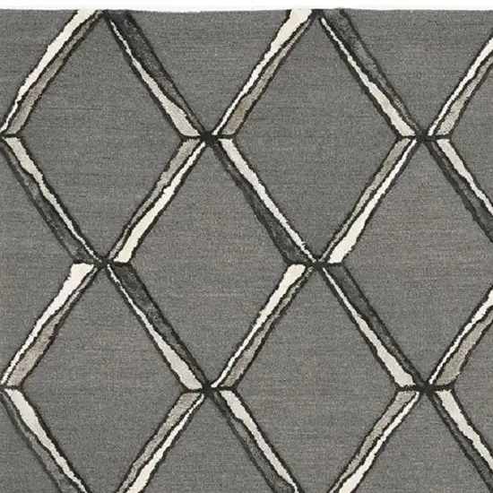 Gray And Ivory Wool Geometric Hand Tufted Area Rug Photo 4