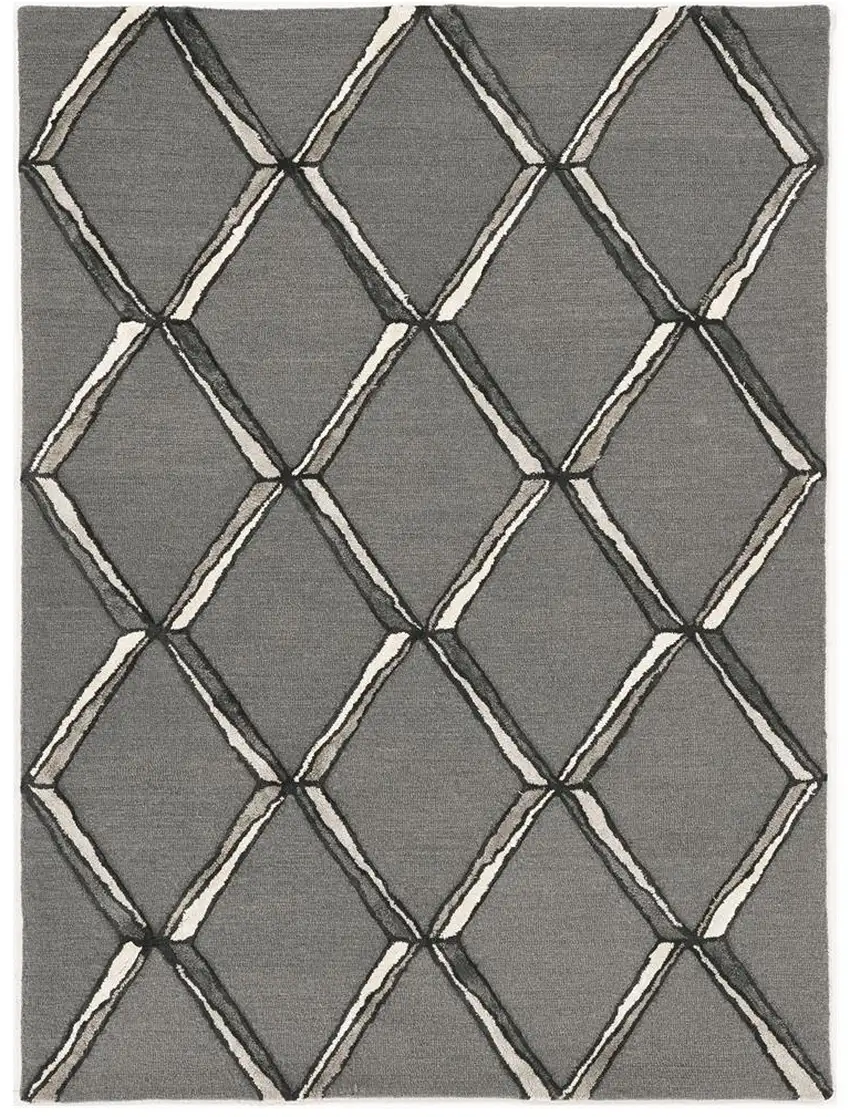 Gray Wool Geometric Hand Tufted Area Rug Photo 2