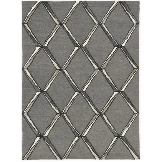 Gray Wool Geometric Hand Tufted Area Rug Photo 2