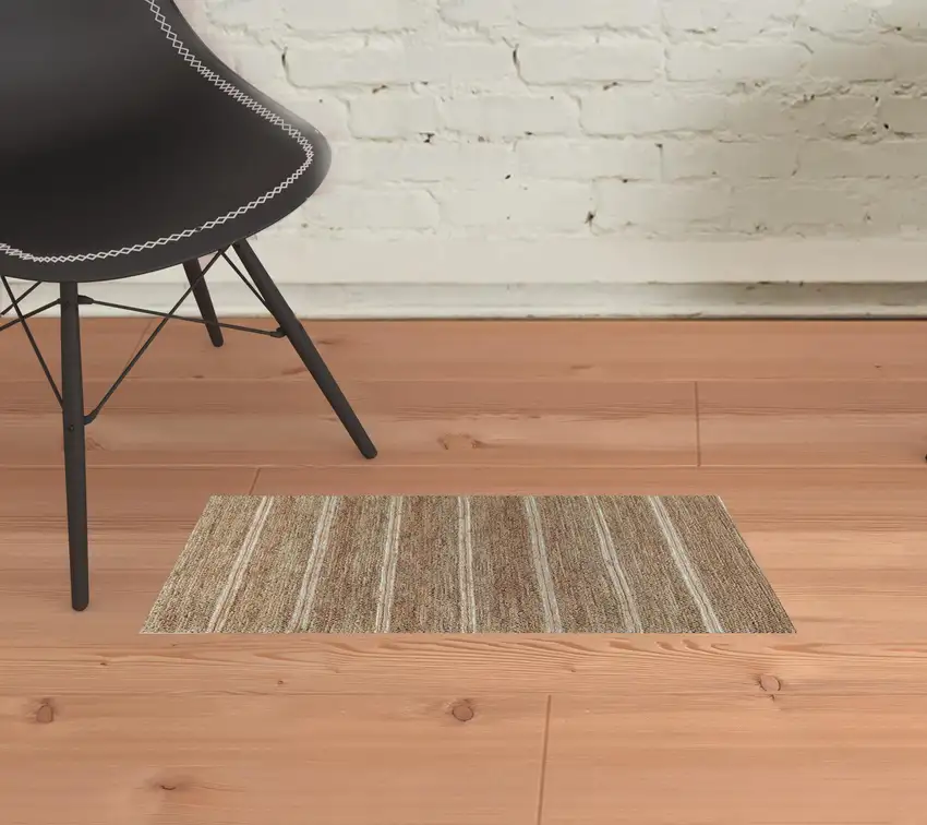 Charcoal Striped Hand Woven Area Rug Photo 2