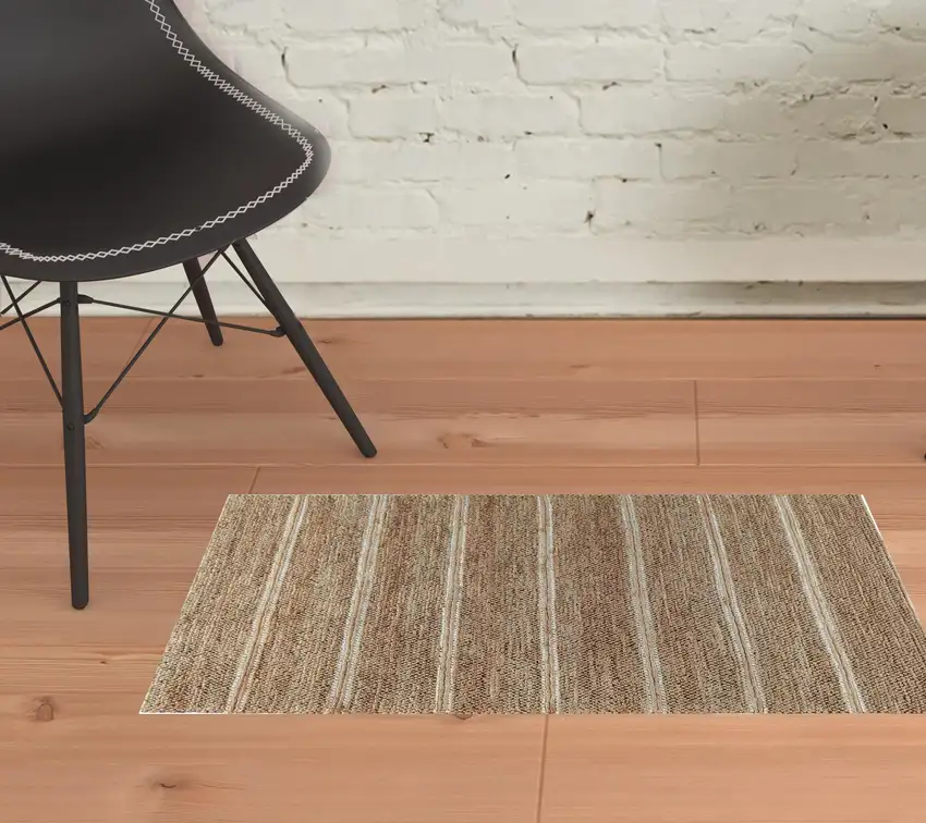 Charcoal Striped Hand Woven Area Rug Photo 2