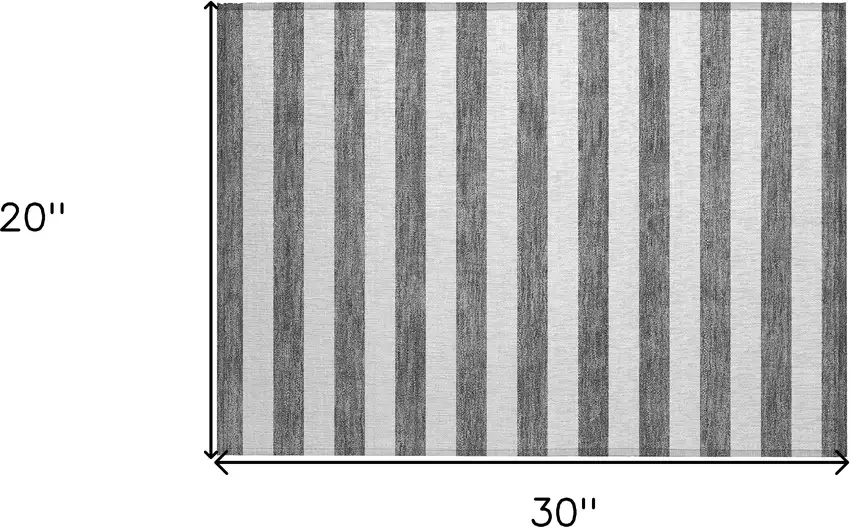 Charcoal Striped Washable Non Skid Indoor Outdoor Area Rug Photo 3