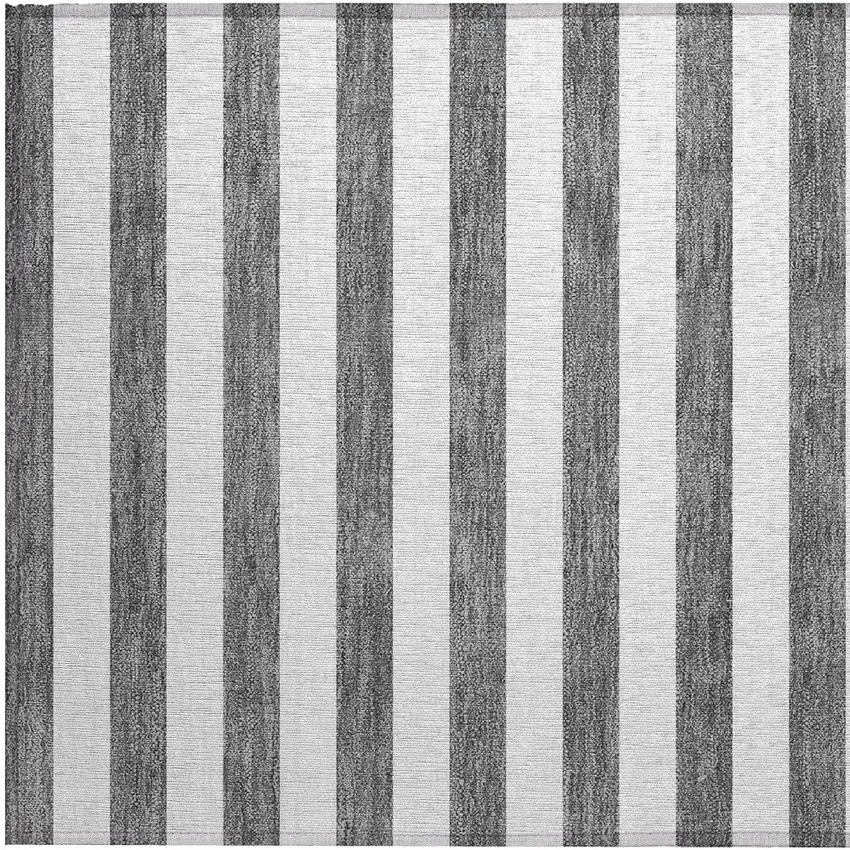 Charcoal Striped Washable Non Skid Indoor Outdoor Area Rug Photo 7