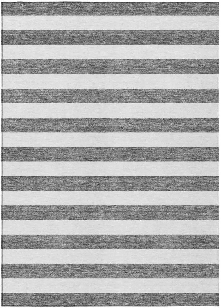 Charcoal Striped Washable Non Skid Indoor Outdoor Area Rug Photo 2