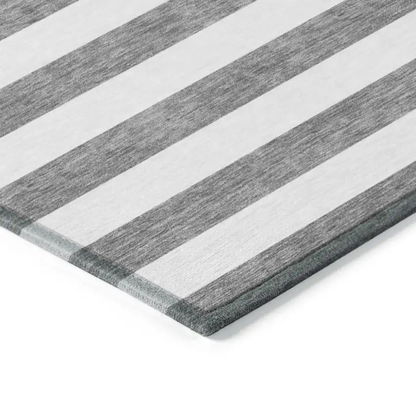 Charcoal Striped Washable Non Skid Indoor Outdoor Area Rug Photo 6