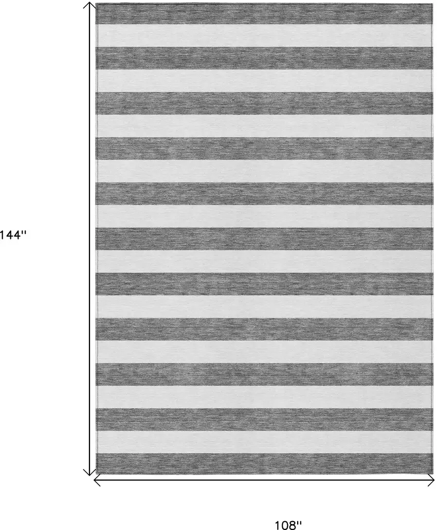 Charcoal Striped Washable Non Skid Indoor Outdoor Area Rug Photo 3