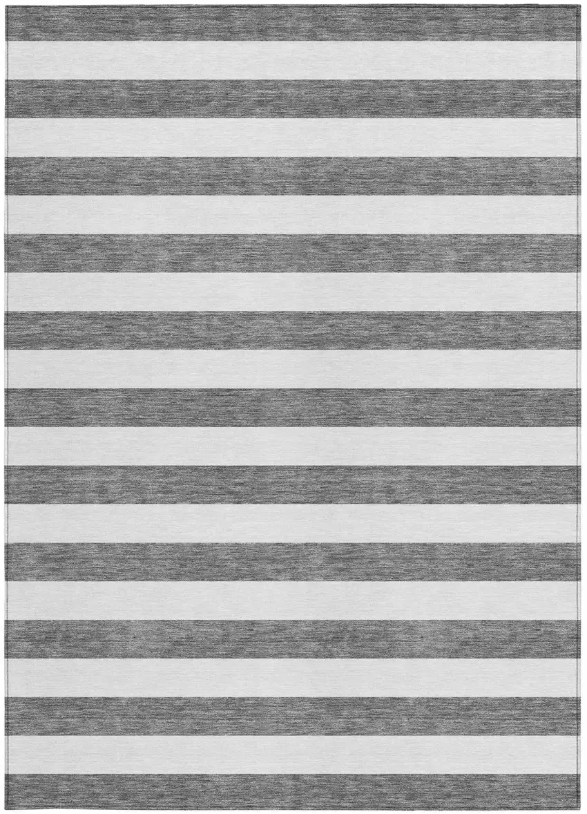 Charcoal Striped Washable Non Skid Indoor Outdoor Area Rug Photo 5