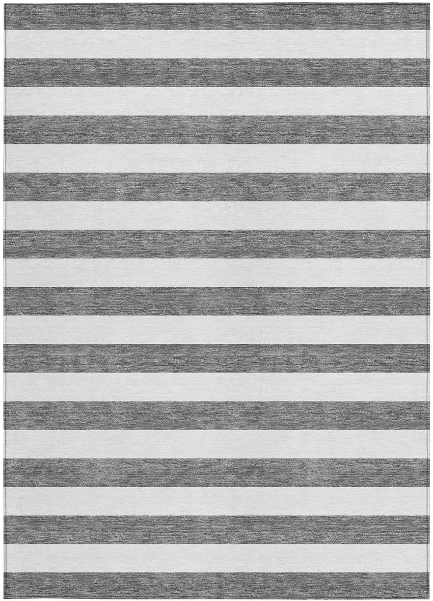 Charcoal Striped Washable Non Skid Indoor Outdoor Area Rug Photo 5