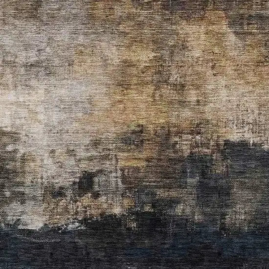 Charcoal Tan And Beige Abstract Washable Indoor Outdoor Area Rug Photo 6