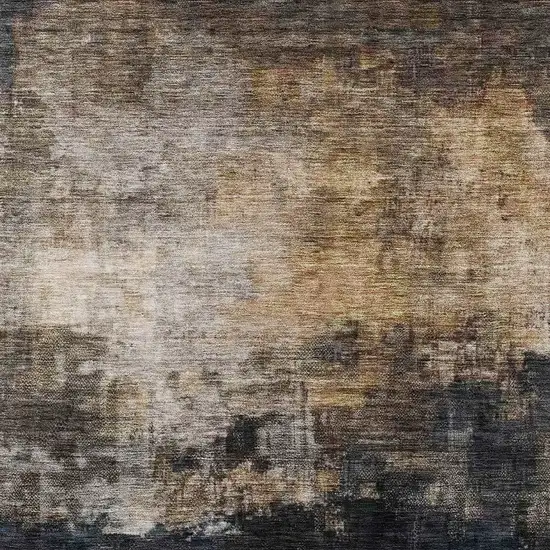 Charcoal Tan And Beige Abstract Washable Indoor Outdoor Area Rug Photo 6