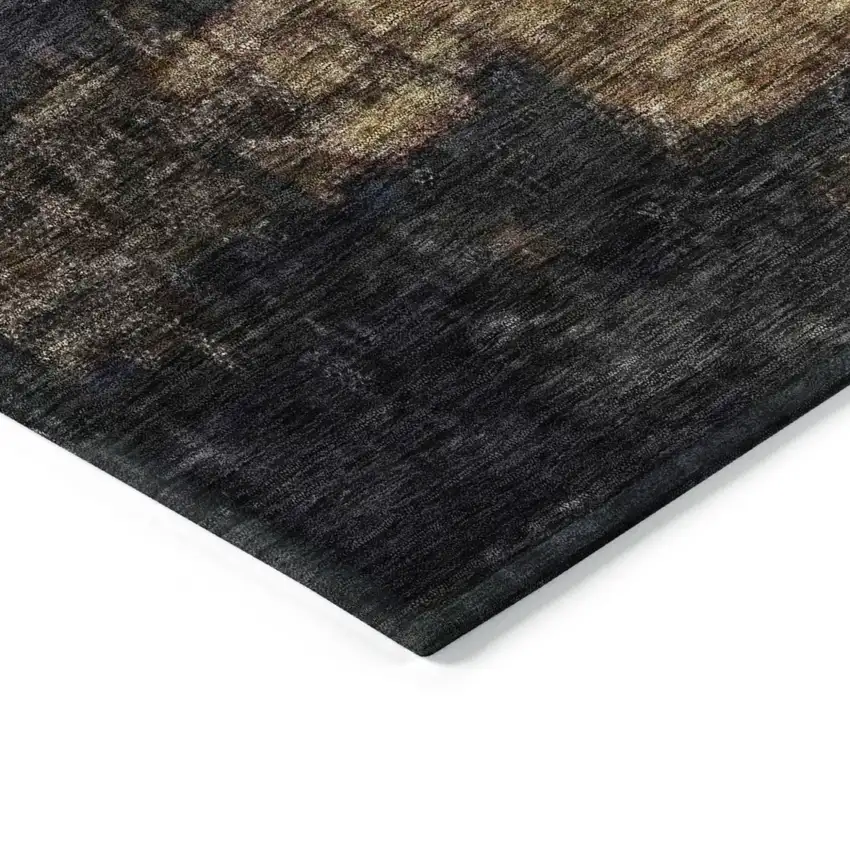 Charcoal Tan And Beige Abstract Washable Indoor Outdoor Area Rug Photo 5