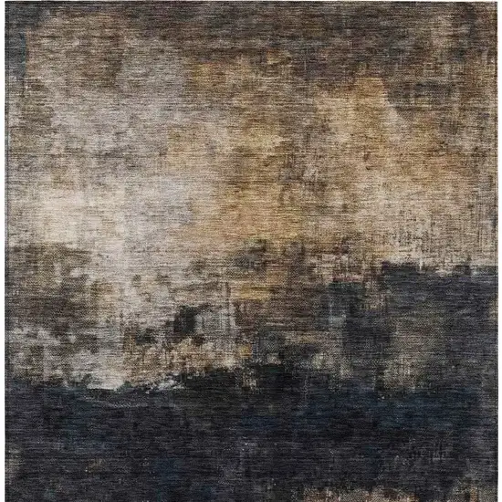 Charcoal Tan And Beige Abstract Washable Indoor Outdoor Area Rug Photo 6