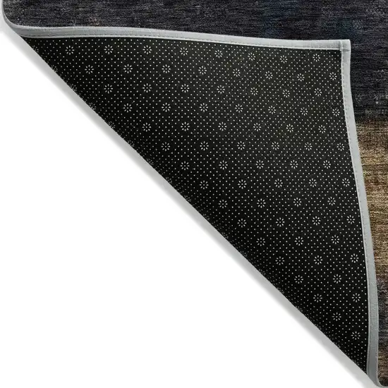 Charcoal Tan And Beige Abstract Washable Indoor Outdoor Area Rug Photo 4