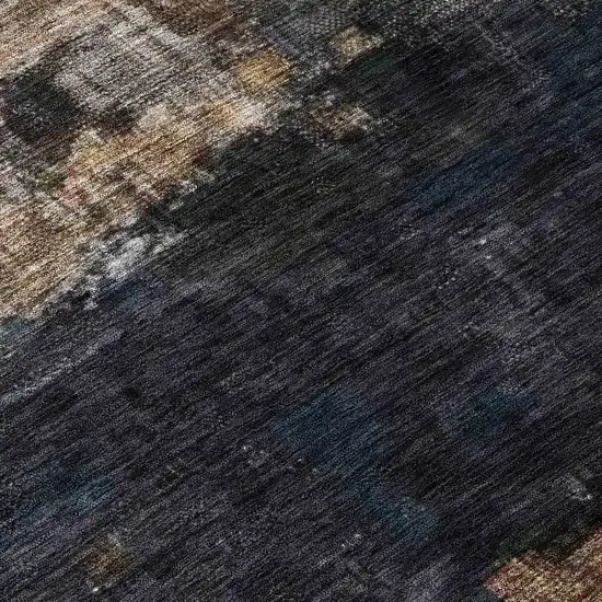 Charcoal Tan And Beige Abstract Washable Indoor Outdoor Area Rug Photo 7