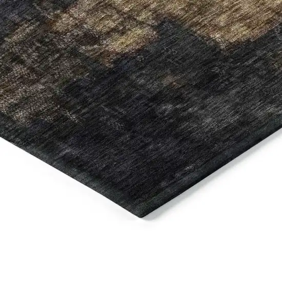 Charcoal Tan And Beige Abstract Washable Indoor Outdoor Area Rug Photo 5
