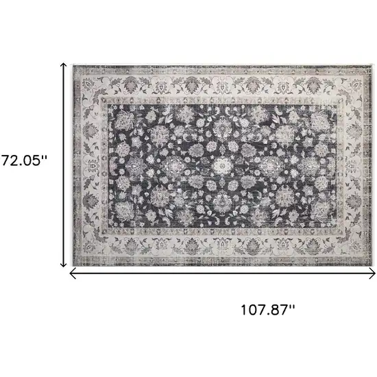Charcoal Tan And Ivory Medallion Distressed Area Rug Photo 3