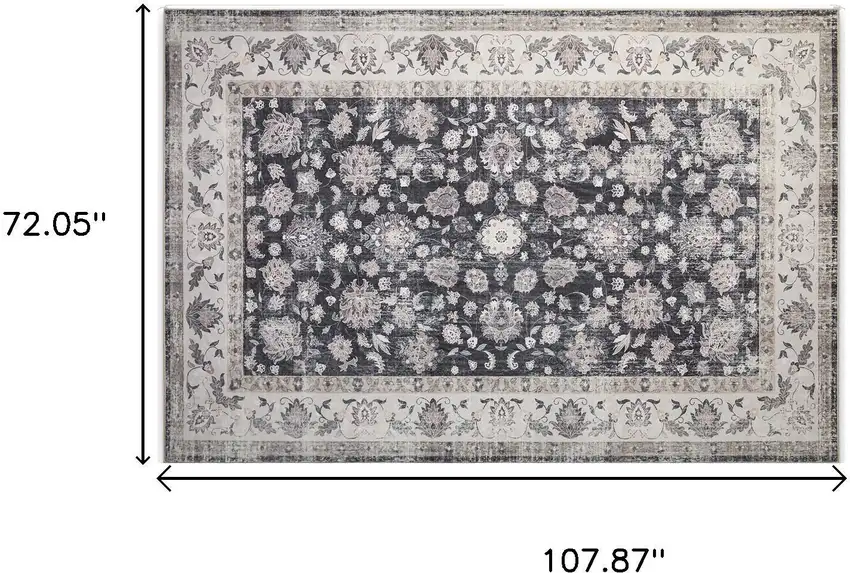 Charcoal Tan And Ivory Medallion Distressed Area Rug Photo 3