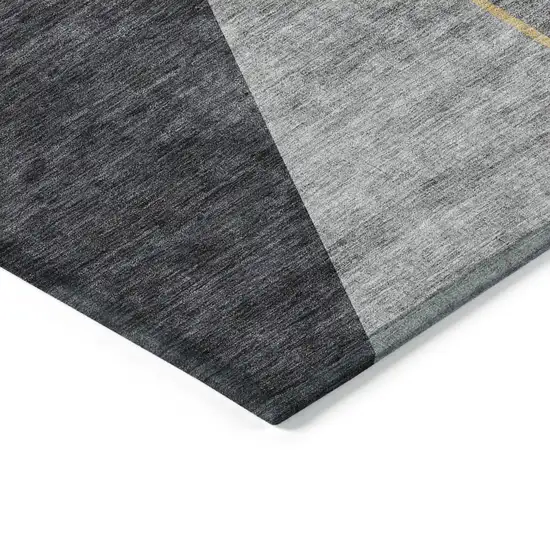 Charcoal Taupe And Gray Geometric Washable Indoor Outdoor Area Rug Photo 3