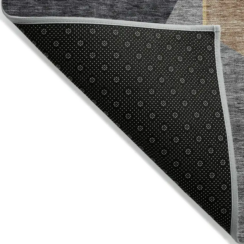 Charcoal Taupe And Gray Geometric Washable Indoor Outdoor Area Rug Photo 4