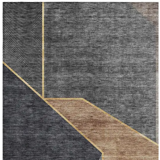 Charcoal Taupe And Gray Geometric Washable Indoor Outdoor Area Rug Photo 5