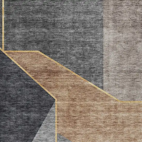 Charcoal Taupe And Gray Geometric Washable Indoor Outdoor Area Rug Photo 6