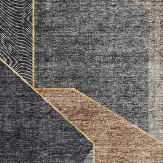 Charcoal Taupe And Gray Geometric Washable Indoor Outdoor Area Rug Photo 6