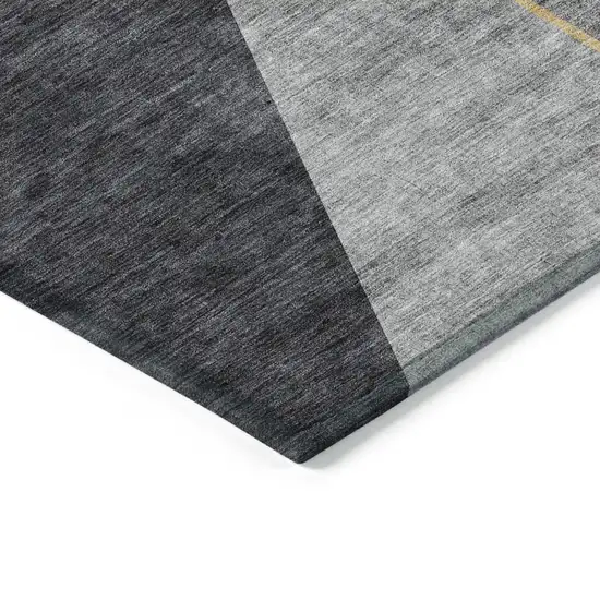 Charcoal Taupe And Gray Geometric Washable Indoor Outdoor Area Rug Photo 4