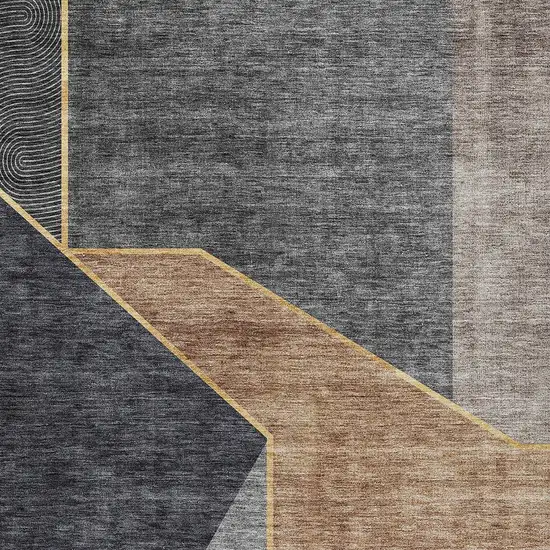 Charcoal Taupe And Gray Geometric Washable Indoor Outdoor Area Rug Photo 6