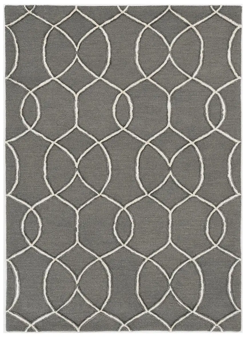 Charcoal Trellis Wool Indoor Area Rug Photo 2