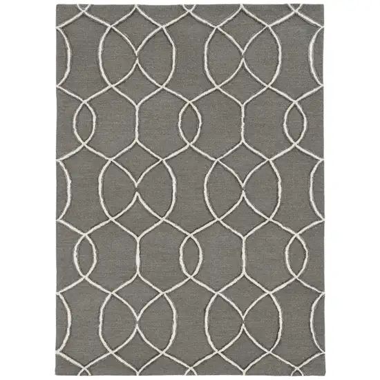 Charcoal Wool Trellis Hand Tufted Area Rug Photo 2