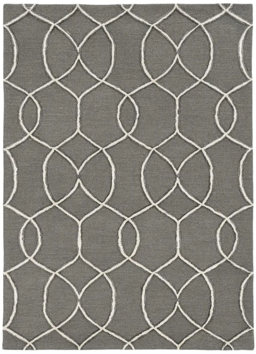 Charcoal Wool Trellis Hand Tufted Area Rug Photo 2