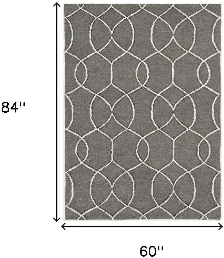 Charcoal Trellis Wool Indoor Area Rug Photo 3