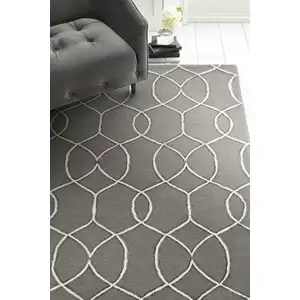 Photo of Charcoal Trellis Wool Indoor Area Rug