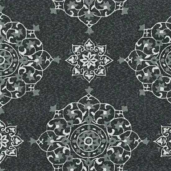 Charcoal Vintage Floral Area Rug Photo 7