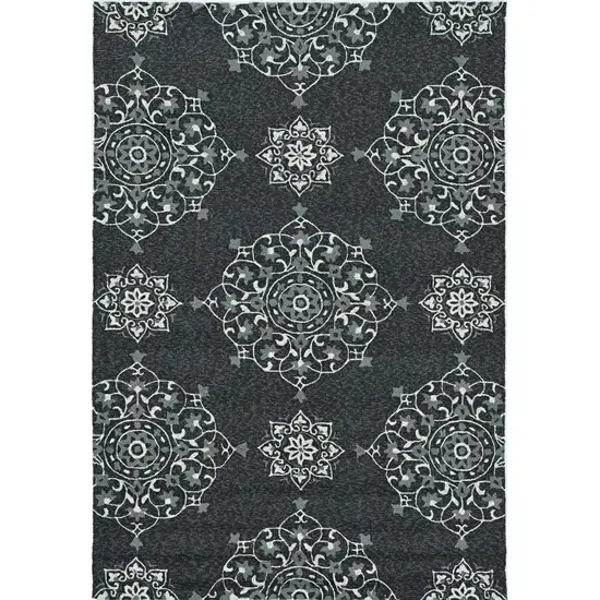 Charcoal Vintage Floral Area Rug Photo 2