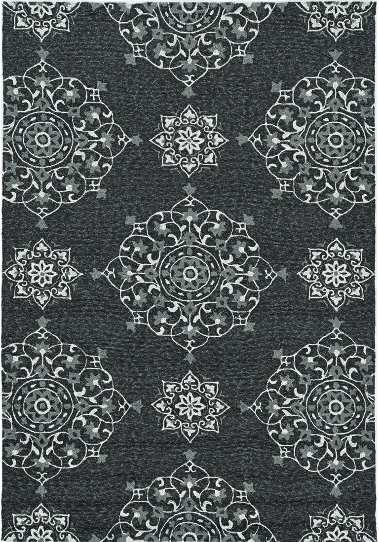 Charcoal Vintage Floral Area Rug Photo 2