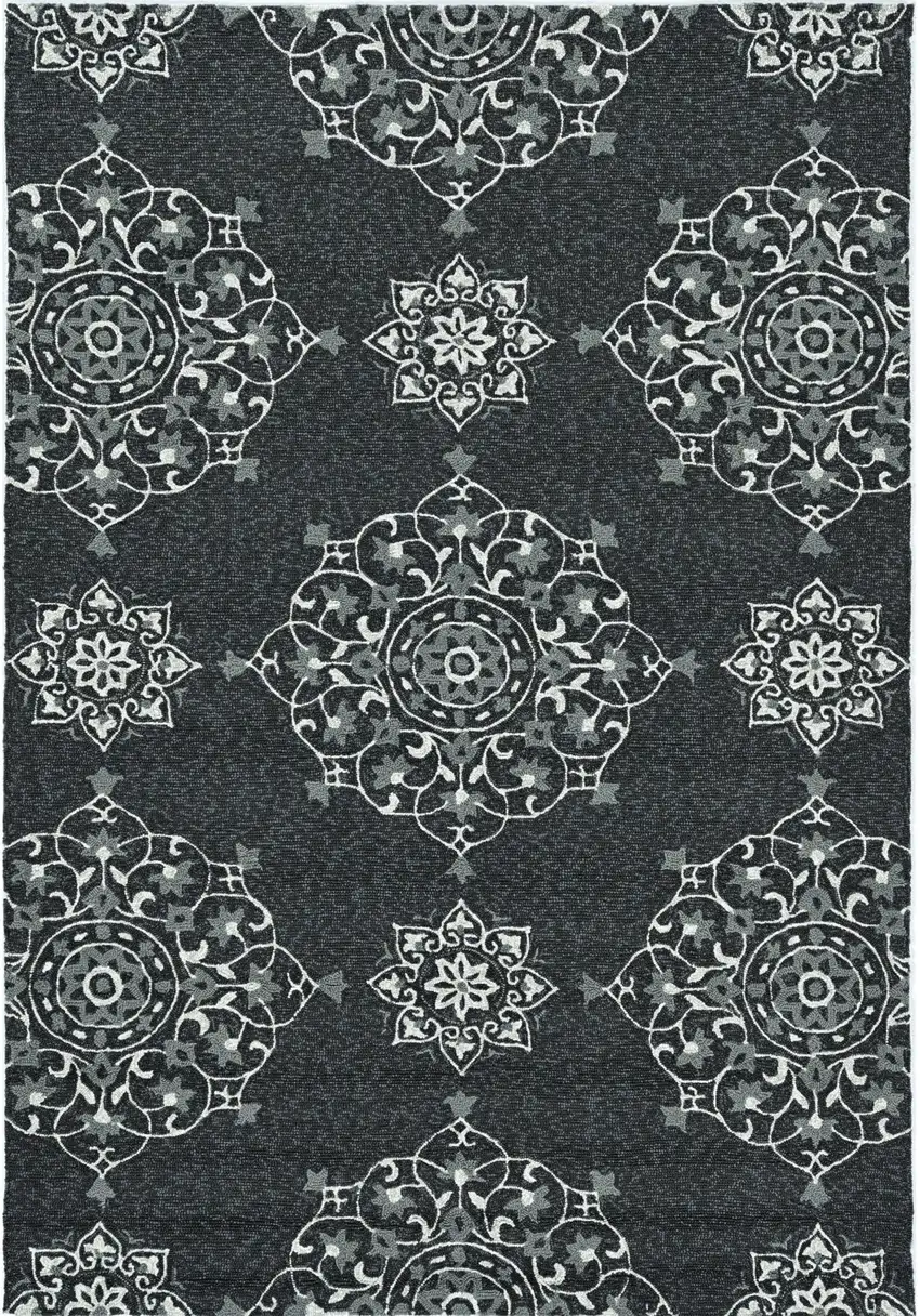 Charcoal Vintage Floral Area Rug Photo 2