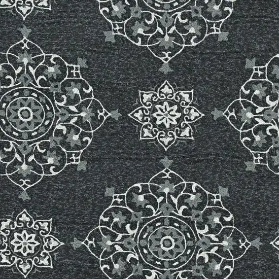Charcoal Vintage Floral Area Rug Photo 5