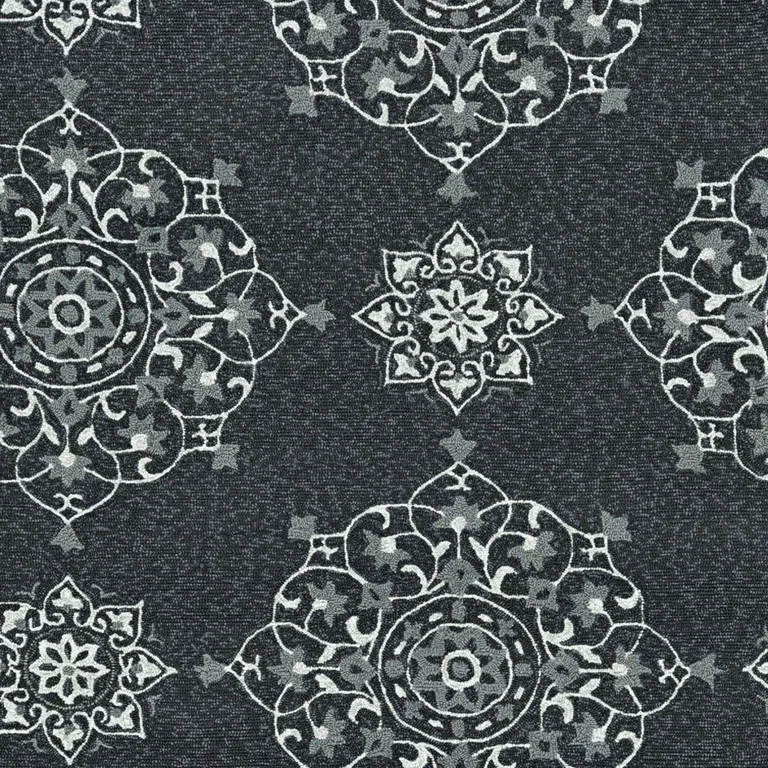 Charcoal Vintage Floral Area Rug Photo 4