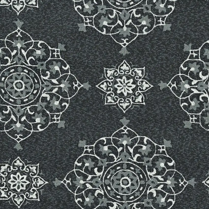 Charcoal Vintage Floral Area Rug Photo 5