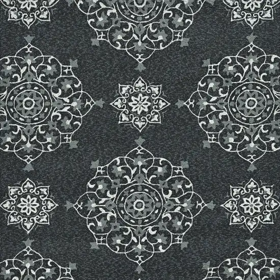 Charcoal Vintage Floral Area Rug Photo 8