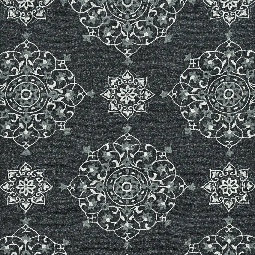 Charcoal Vintage Floral Area Rug Photo 8