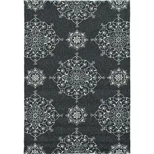Photo of Charcoal Vintage Floral Area Rug