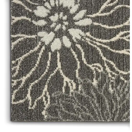 Blue And Gray Floral Area Rug Photo 7