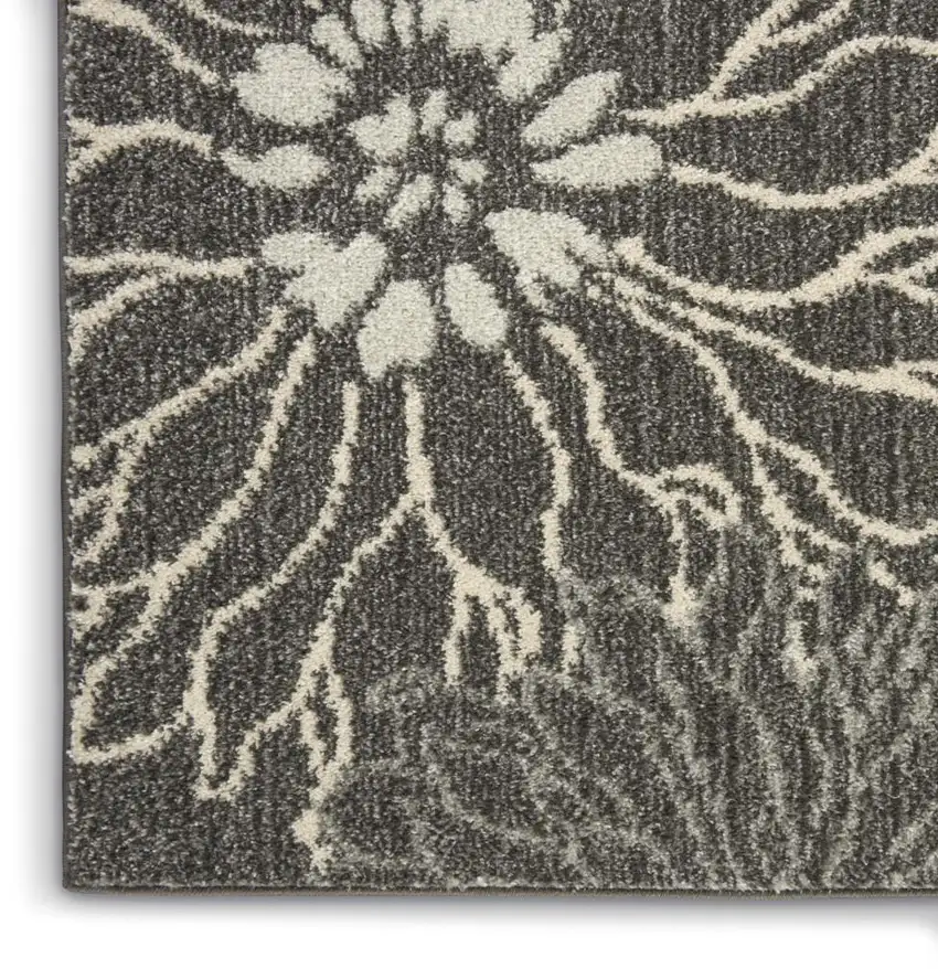 Blue And Gray Floral Area Rug Photo 7