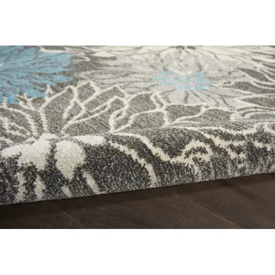 Blue And Gray Floral Area Rug Photo 9