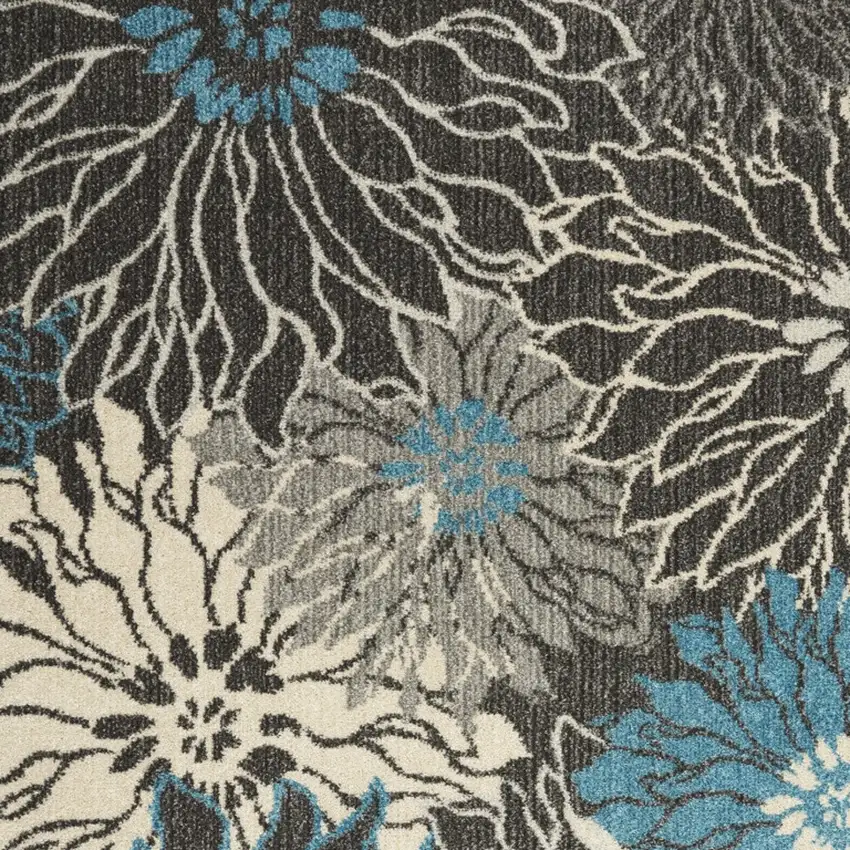 Blue And Gray Floral Area Rug Photo 6